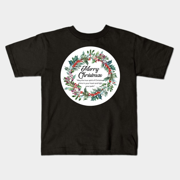 Merry Christmas Round Sticker 19 Kids T-Shirt by LD-LailaDesign